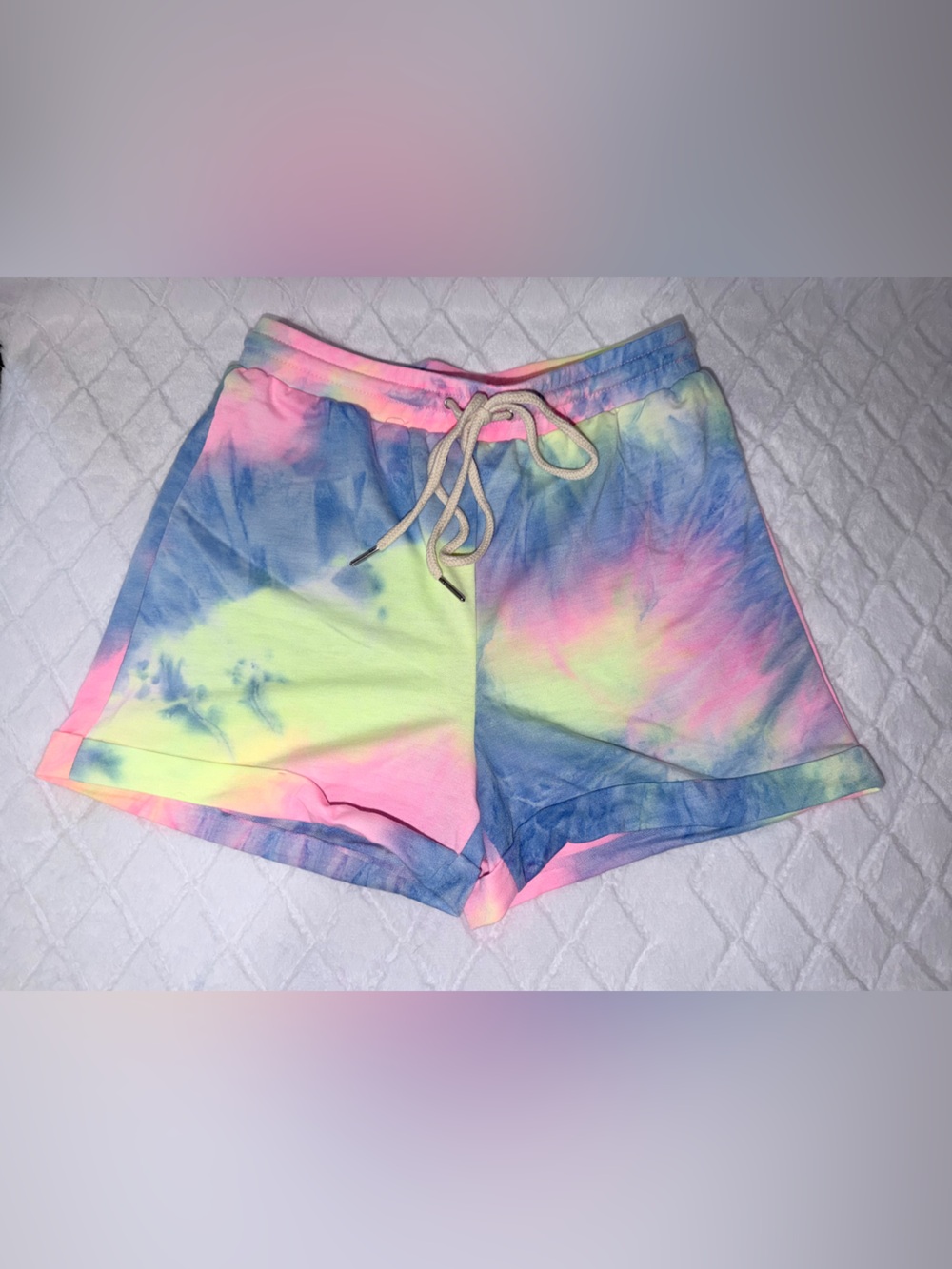 Velvet Pastel Tie-Dye Athletic Shorts - Pink, Blue, Yellow